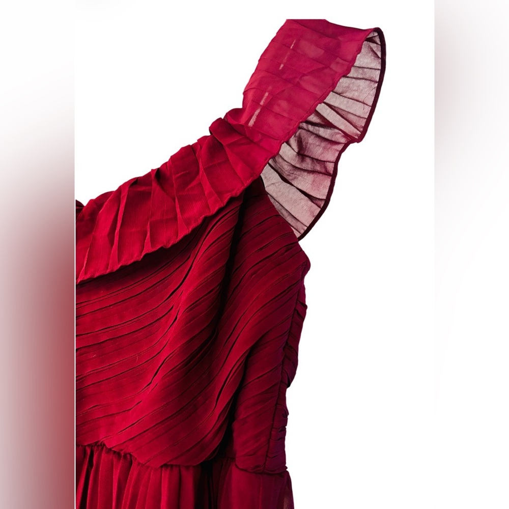 Lulus Tiered Ruffle Midi Dress Burgundy XL Wedding Guest Bridesmaid Formal Party - Picture 4 of 9